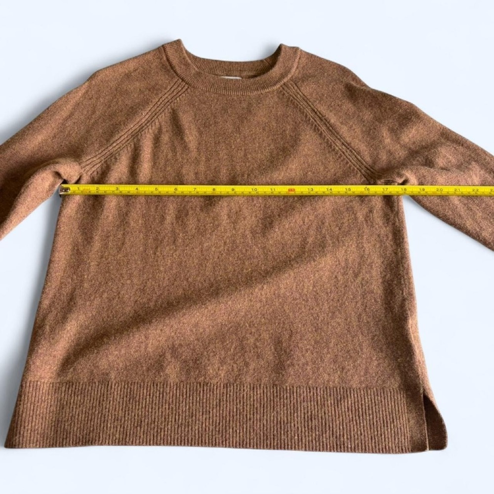 J.Crew Brown Heathered Cotton Wool Blend Raglan Crewneck Sweater Small - Picture 4 of 7
